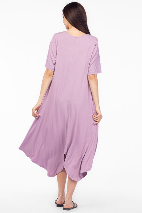 Rochie cu colturi rotunjite, din tricot de vascoza, lila [3]