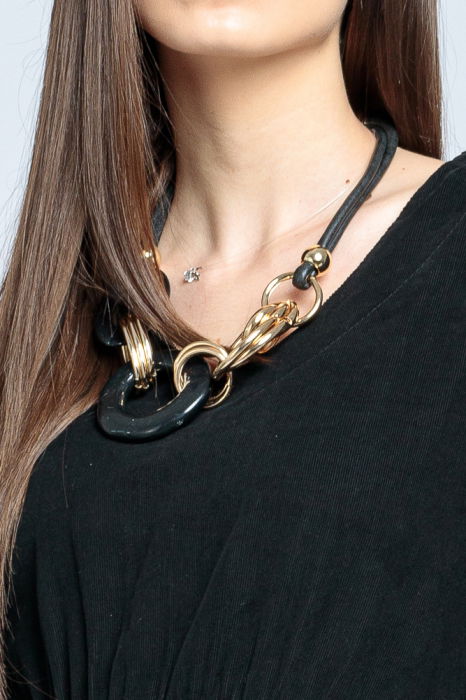 Rochie din catifea reiata neagra, cu elastic sub bust [6]