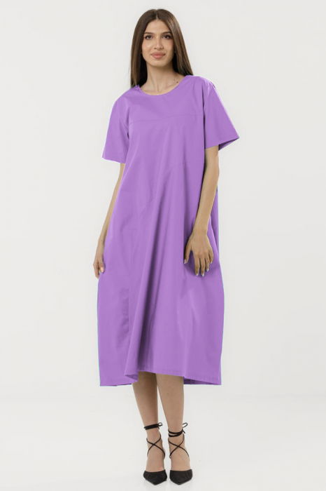Rochie din poplin de bumbac, cu croi lejer si design minimalist, lila [1]