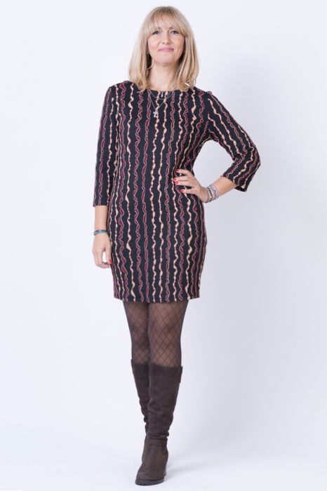 Rochie eleganta neagra cu bordo si bej si lurex auriu [2]