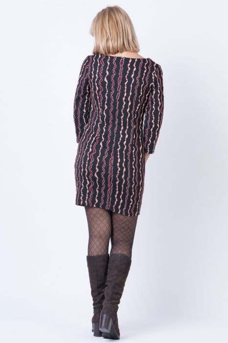 Rochie eleganta neagra cu bordo si bej si lurex auriu [3]