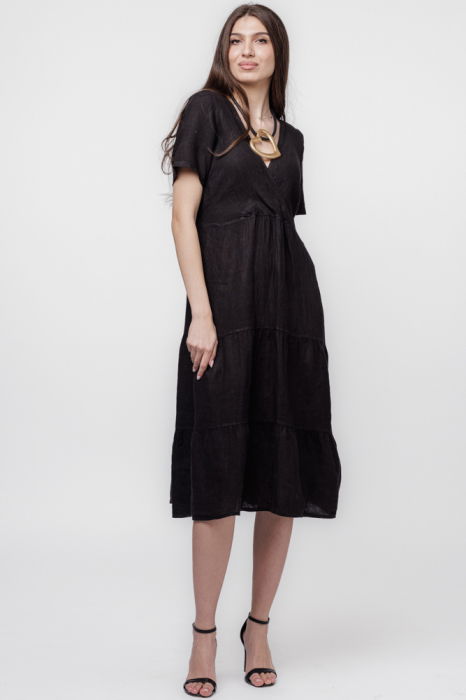 Rochie kaki petrecuta cu volan, din in [8]