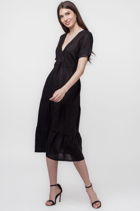 Rochie kaki petrecuta cu volan, din in [6]