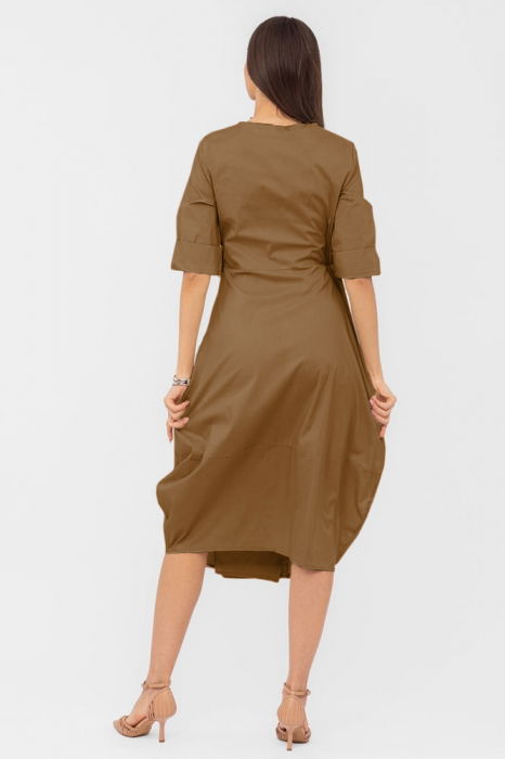 Rochie lalea camel din poplin de bumbac, petrecuta [3]