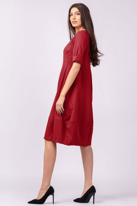 Rochie lalea cambrata din vascoza elastica, rosie [2]