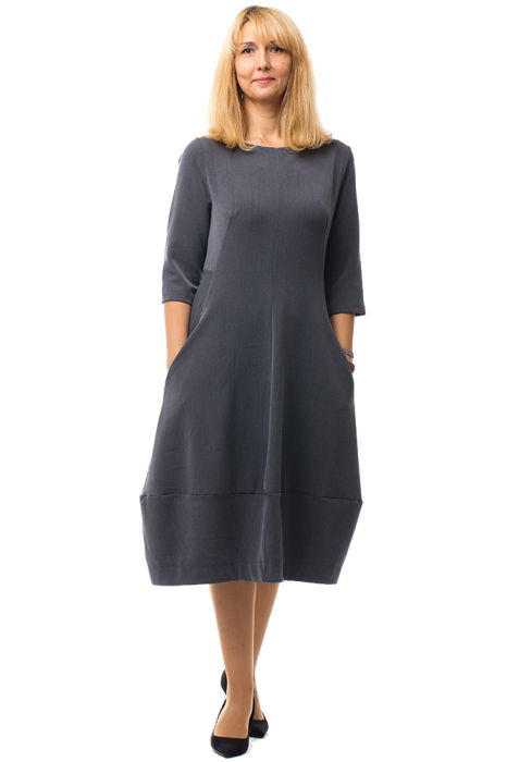 Rochie lalea cambrata, gri, cu fermoar pe spate