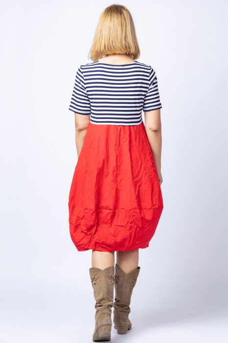 Rochie lalea cu imprimeu marinar alb bleumarin si tafta rosie [3]