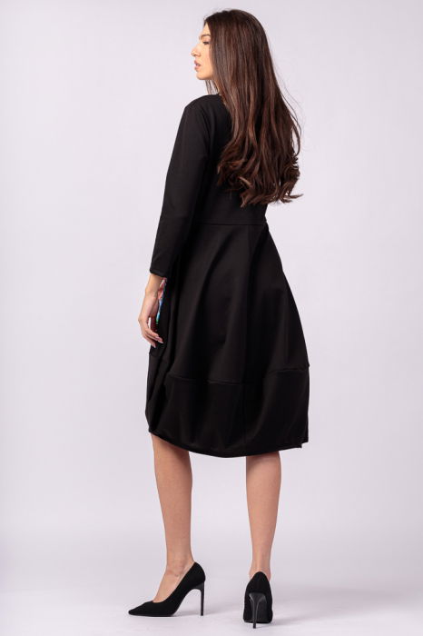 Rochie neagra, lalea, din bumbac [3]