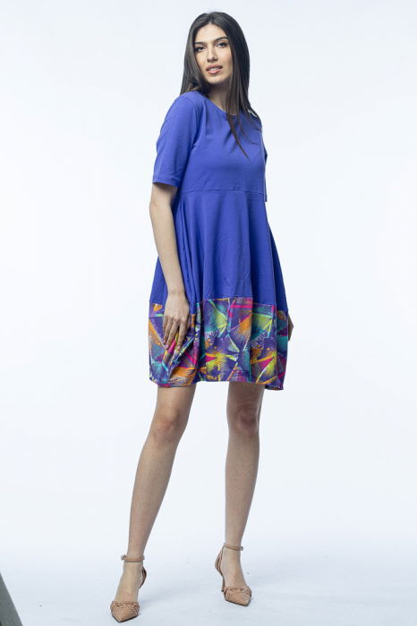 Rochie lalea din bumbac mov, cu imprimeu la poale [1]