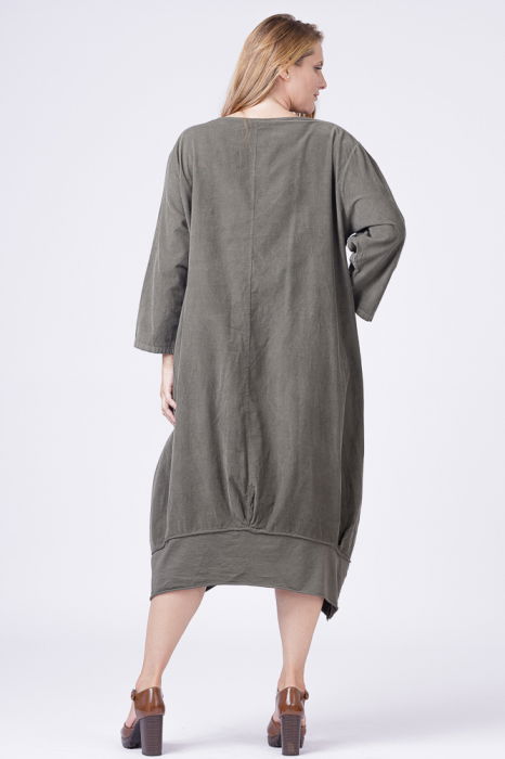 Rochie lalea din catifea reiata kaki [6]