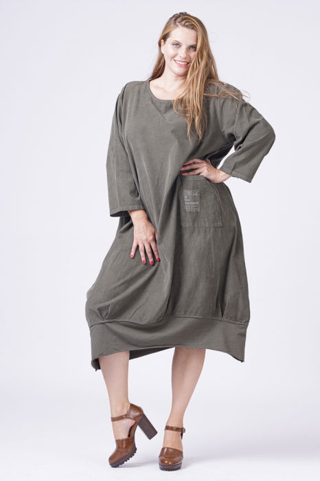 Rochie lalea din catifea reiata kaki [2]