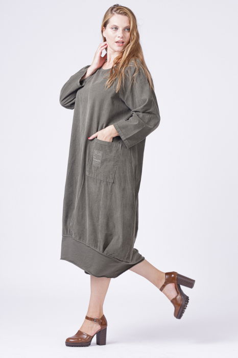 Rochie lalea din catifea reiata kaki [5]