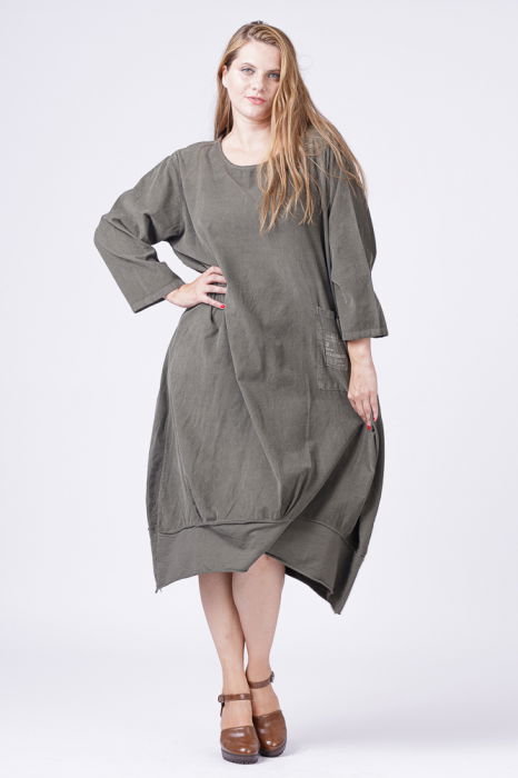 Rochie lalea din catifea reiata kaki [4]