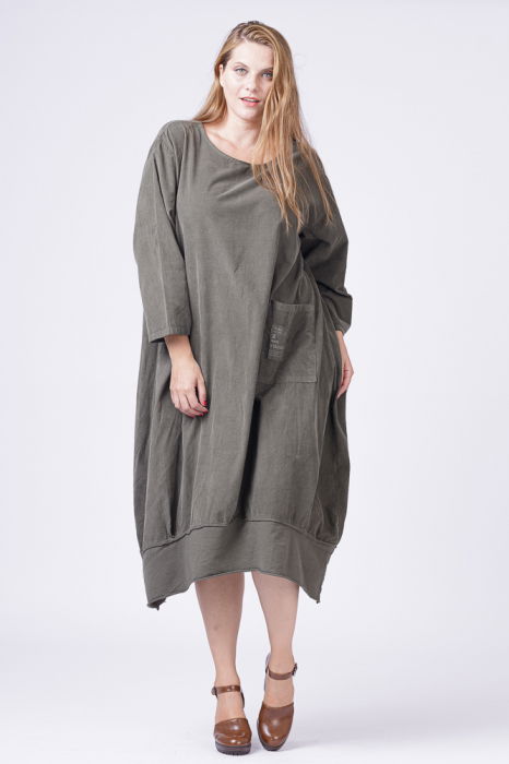 Rochie lalea din catifea reiata kaki [3]