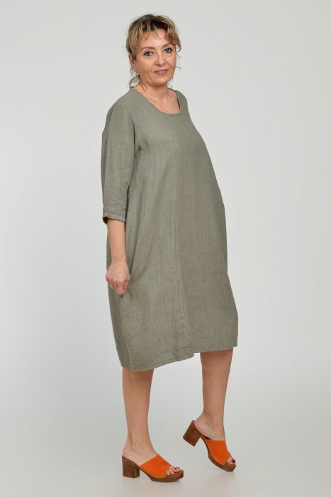 Rochie lalea din in, masura mare, bej inchis [4]