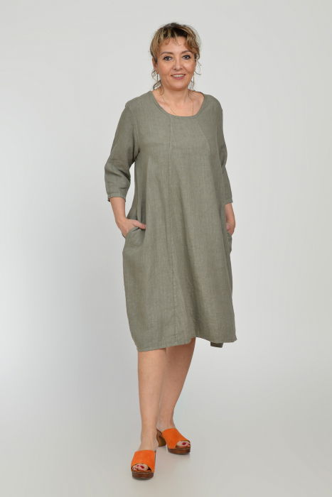 Rochie lalea din in, masura mare, bej inchis [3]