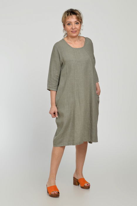 Rochie lalea din in, masura mare, bej inchis [2]