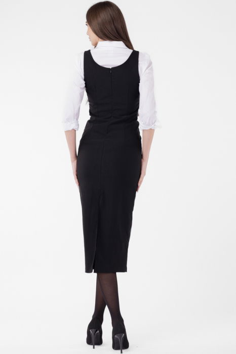 Rochie neagra, lunga, cambrata, cu fermoar pe spate [4]