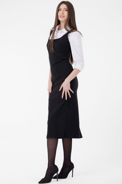 Rochie neagra, lunga, cambrata, cu fermoar pe spate [3]