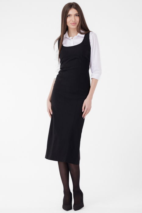 Rochie neagra, lunga, cambrata, cu fermoar pe spate [2]