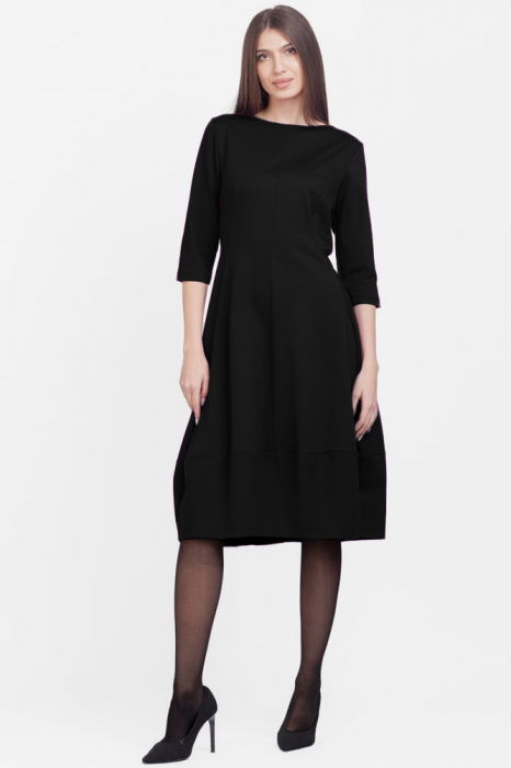 Rochie lalea din jerseu de bumbac, neagra [1]