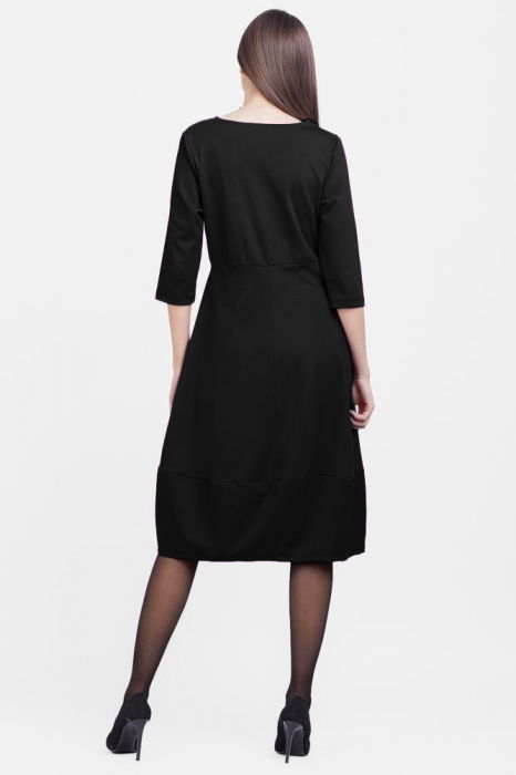 Rochie lalea din jerseu de bumbac, neagra [3]