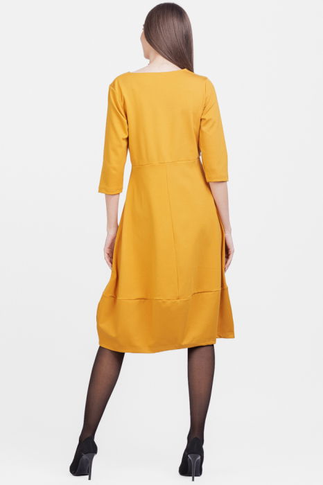 Rochie lalea din jerseu punto milano, mustar [3]