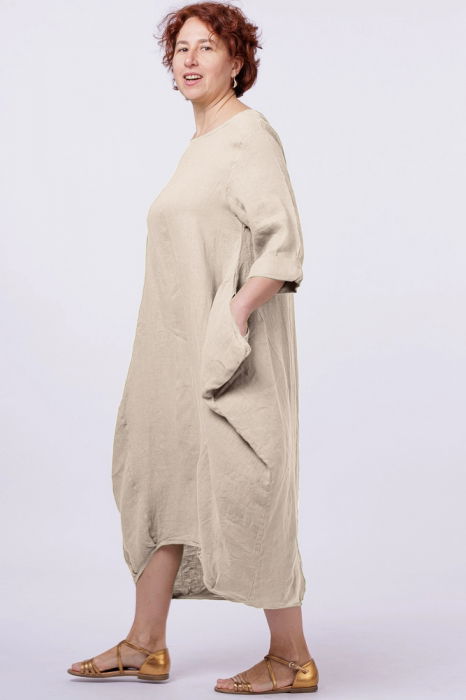 Rochie lalea in colturi, din in bej [2]