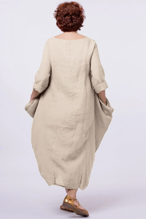 Rochie lalea in colturi, din in bej [3]