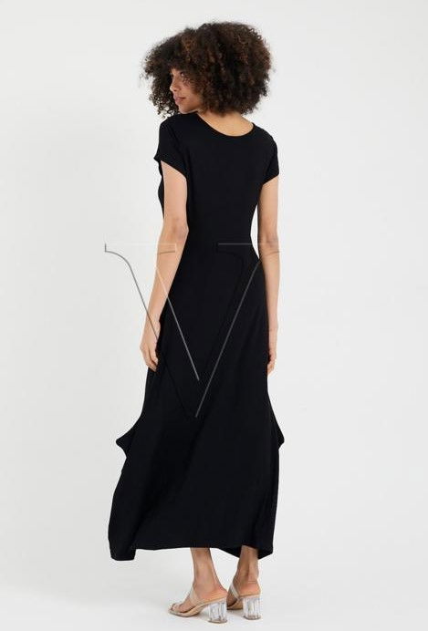 Rochie lalea in colturi, din tricot de vascoza, cu broderie "Circles" [2]