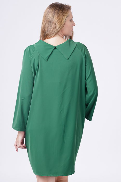 Rochie scurta verde cu guler intors si buzunare [4]
