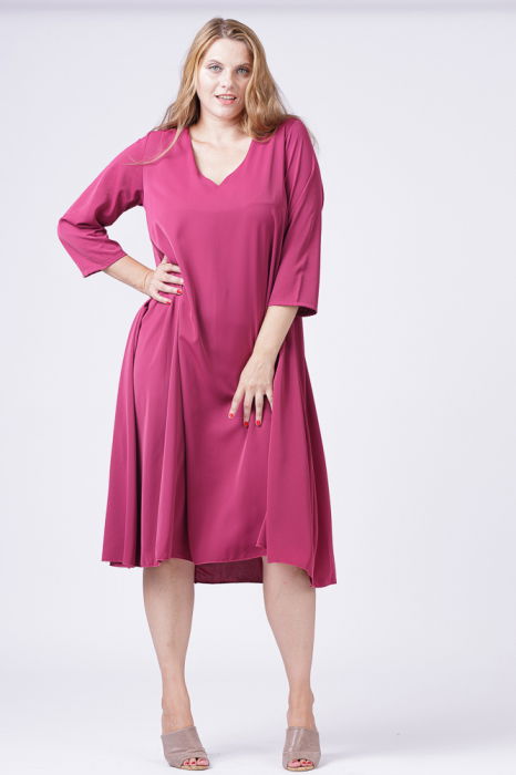 Rochie A-line mov- zmeura cu maneca lunga [4]