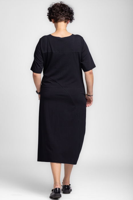 Rochie lunga marmorata alb-negru, din jerseu de bumbac [2]