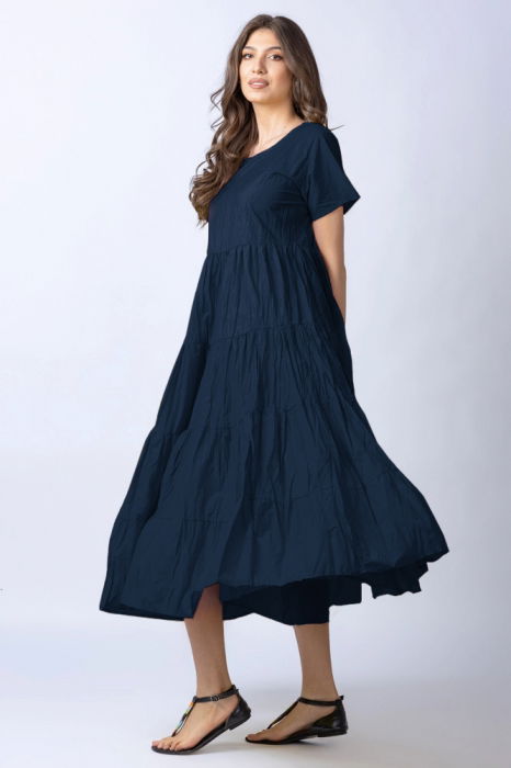 Rochie lunga cu patru volane, bleumarin [2]