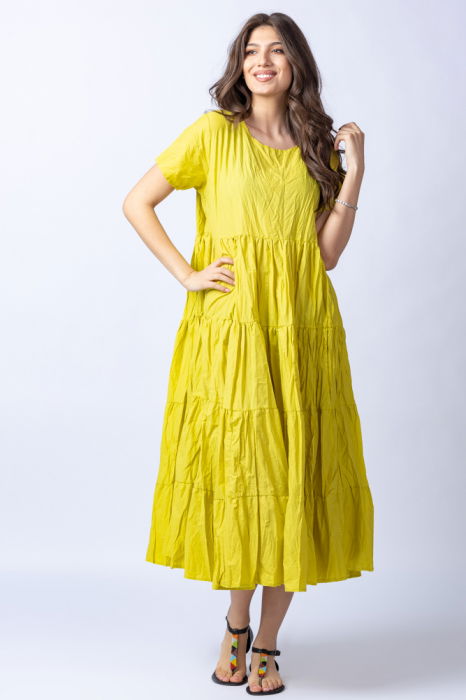 Rochie lunga galbena cu patru volane [3]