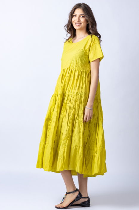 Rochie lunga galbena cu patru volane [4]