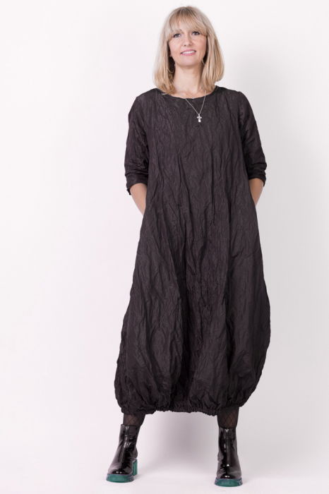 Rochie lunga gogosar din tafta cu memorie, maro [2]