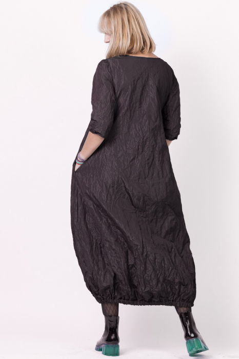 Rochie lunga gogosar din tafta cu memorie, maro [3]