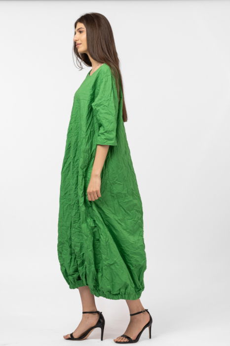 Rochie lunga gogosar din vascoza sifonata, verde [2]