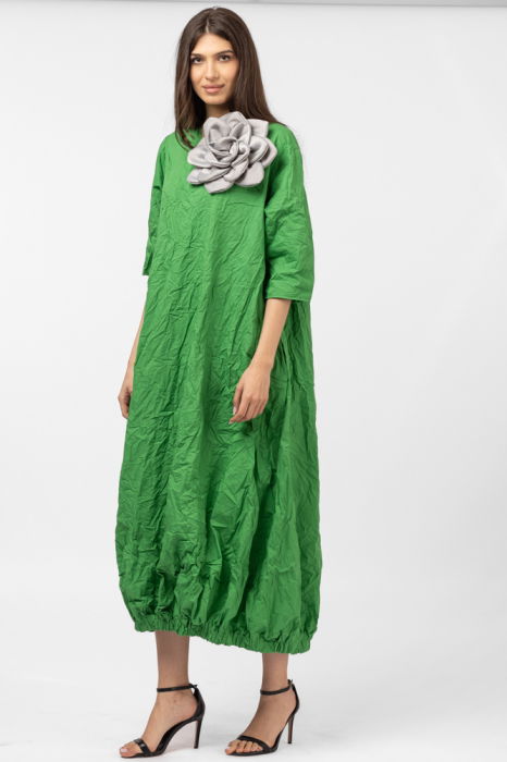 Rochie lunga gogosar din vascoza sifonata, verde [3]