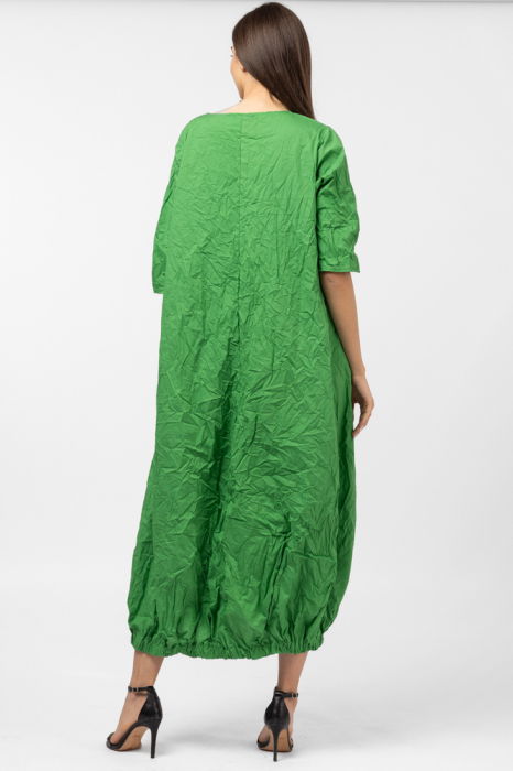 Rochie lunga gogosar din vascoza sifonata, verde [4]