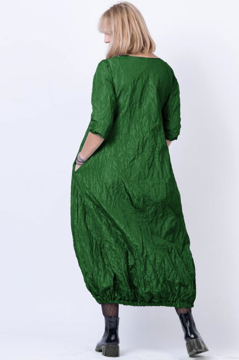 Rochie lunga gogosar din vascoza sifonata, verde [3]