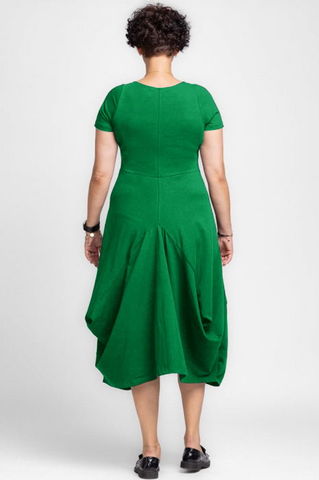 Rochie lunga in colturi, din tricot de bumbac, verde crud [3]