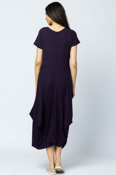 Rochie lunga in colturi, din tricot de bumbac, mov [5]