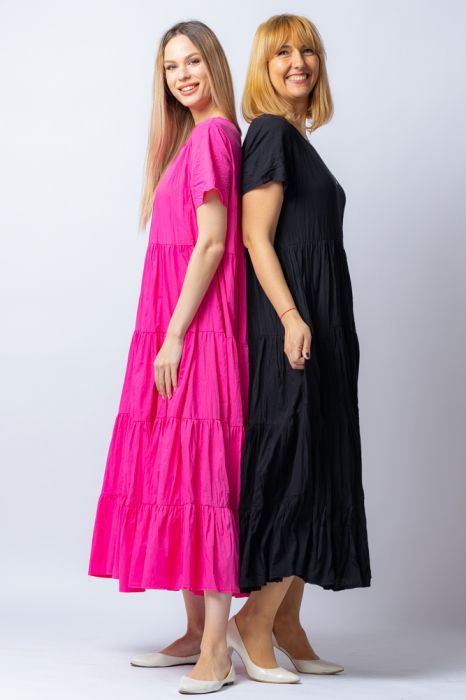 Rochie lunga neagra cu patru volane [4]