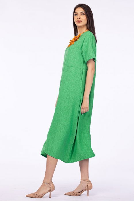 Rochie lunga verde din in mercerizat, marime oversize [2]