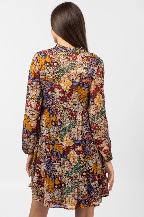 Rochie midi cu volane si imprimeu floral in nuante de toamna [4]