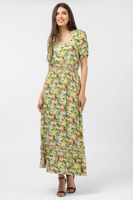 Rochie lunga din vascoza, cu imprimeu floral [2]