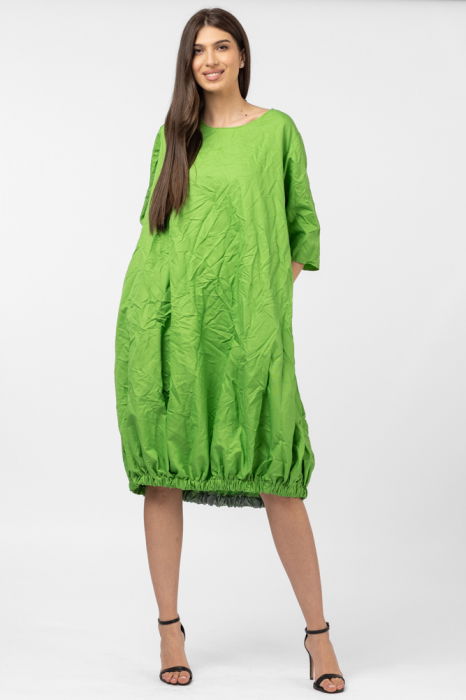 Rochie midi gogosar din vascoza sifonata verde