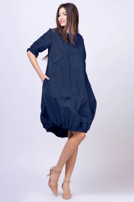 Rochie midi gogosar din tafta cu memorie, bleumarin [2]